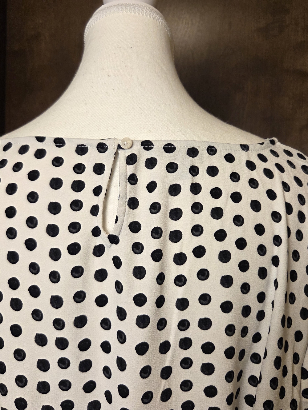 Talbots Black & White Polka Dot 3/4 Sleeve Top - Picture 8 of 13